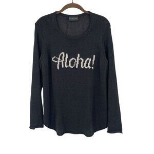 SOLD!! Wooden Ships Charcoal Gray ALOHA Knit Sweater Women’s Size S/M